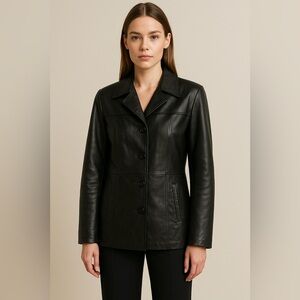 🔥  LIKE NEW CONDITION 🔥  Black Vintage Wilson Leather Jacket Size Small